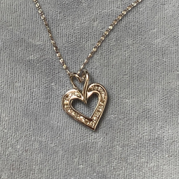 GENUINE DIAMONDS White Gold Pendant Heart Charm Women